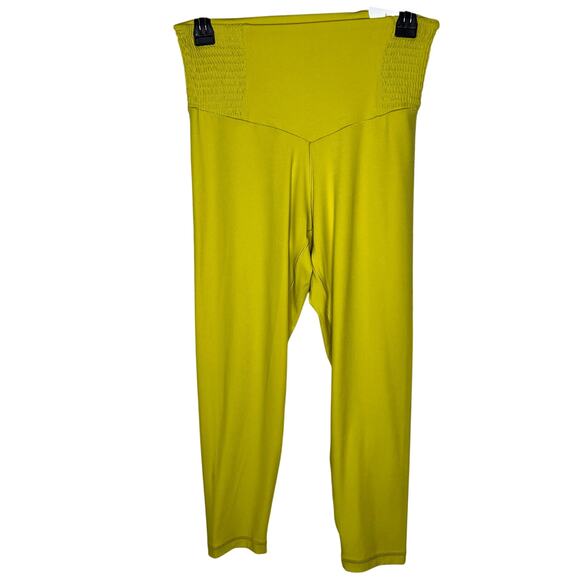 Offline by Aerie Real Me Smocked Leggings Large Green Rush Athletic Fitness New - Picture 2 of 13